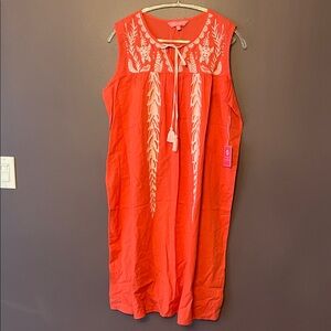 Simply Southern Sleeveless Cherry Red Boho Embroidered Medium Women’s Dress NWT